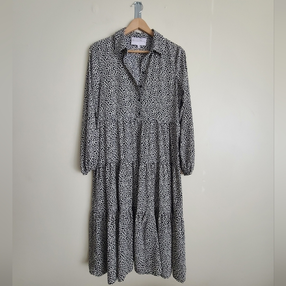 Charles Henry Black & White Tiered Midi Dress – Size XS – NWT